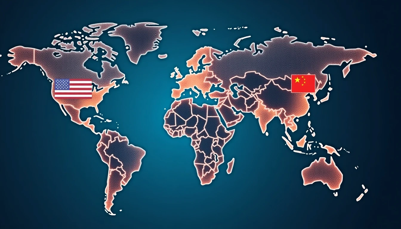 一张世界地图,上面有相互连接的线条和不同的法律符号(如代表美国的法槌、欧盟旗帜、代表中国的“法”字),突显不同区域,代表AI内容在国际间的法律差异和跨境合规策略。