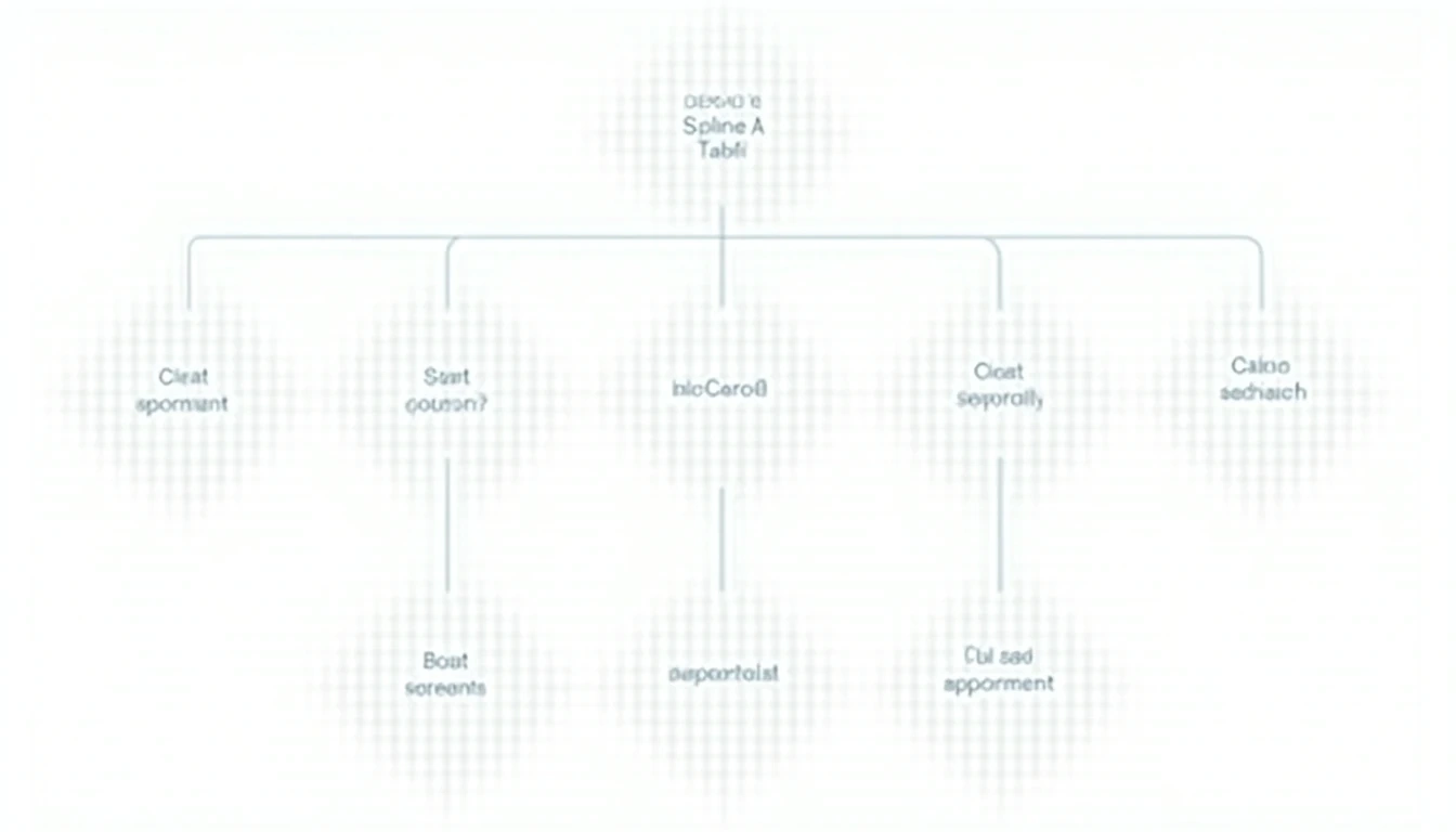 一个现代的流程图或决策树信息图,指导用户选择最佳3D平台,从预算和主要用例开始,引向Open3D、Spline AI或定制解决方案等选项,描绘一个清晰简洁的决策框架。