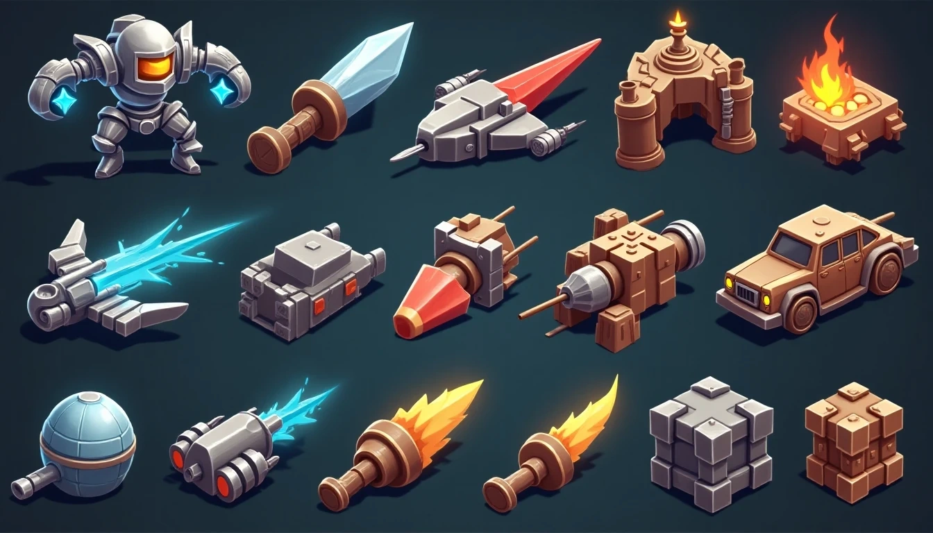 不同类型的3D游戏资产(奇幻骑士、科幻飞船、休闲益智元素)在数字屏幕上和谐地展示,强调AI提供的风格一致性和独特性。